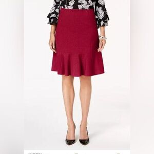 Akris Punto Flare Jersey Skirt Burgandy Red Size US 10